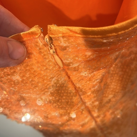 Caroline Constas orange sequin hater midi dress - size small - Picture 12 of 14